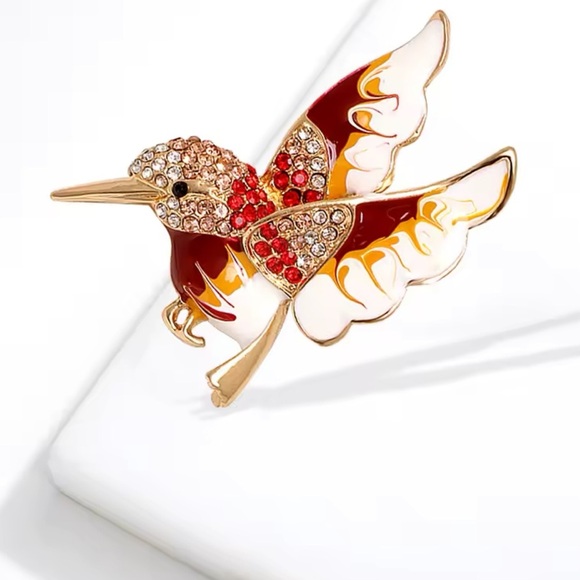 Hummingbird Pink Crystal Pin Brooch - Picture 3 of 9